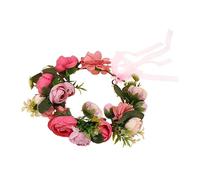 VALICLUD 1 Bohemia De Boda Diadema Nupcial Tocado De Flores Diadema Para Mujer Decoración De Boda Floral Para Novia De Flores Coronas De Plástico Rosa