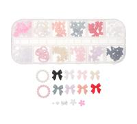 VALICLUD 1 Caja Caja de Compartimentos con Lazos de Resina para Arte de Uñas Adornos Flatback con Perlas Falsas Accesorios Coloridos para Manicura Portátil y Organizada para Fiestas y