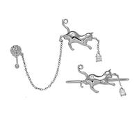 VALICLUD 1 Juego pendientes de gato titanio Joyería clips de oreja de mujer delicado clip para el hueso del oído pendiente de mujer joyas de oreja de niña aleación Silver