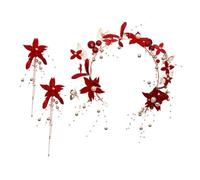 VALICLUD 1 Juego Tocado de tocado cubierta de aretes novia para mujeres diadema nupcial formal accesorios Diadilla Venda tocado de boda banda de pelo de la boda Tocados para bodas tela rojo