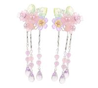 VALICLUD 1 Par Central De Cabello De Borla De La Flor Accesorios Boda Borla De Pelo Conformado Horquilla Tradicional China Pinza Para El Cabello Con Borla China El Plastico Púrpura