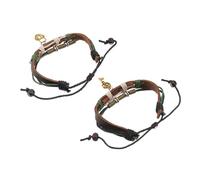 VALICLUD 1 Par pulsera de cuero delicado minimalista pulsera de tejer Decoración de muñeca cuerda de mano Pulsera de moda cadena de mano de tejer cadena de muñeca línea de cera Brown