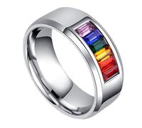 VALICLUD 1 Pc anillo de la del arco iris anillos grandes aros de oro aros de oro gruesos piedra preciosa tungsteno anillo de amor eterno accesorio de dedo elegante diamante de color