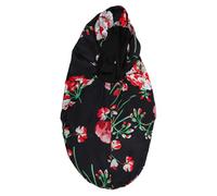 VALICLUD 1 Pieza Gorro de Satén para Cuidado del Cabello Sombrero de Damas con Banda Elástica Ancha para Dormir y Peinados Gorro para Cabello Rizado y Extensiones Color Negro con Flores