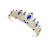 VALICLUD 1 Pieza tiara de cristal fiesta coronas de boda para la novia feliz adulto real Tocado de Tiara de sombreros elegantes diadema de moda Aleación de zinc Azul