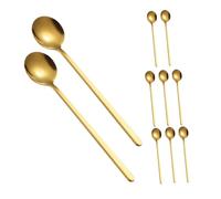 VALICLUD 10 Piezas cucharón de acero inoxidable con cuchara cucharas metalicas para helado vajilla de de té palos de reutilizables para postres Dorado