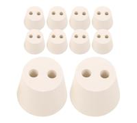 VALICLUD 10 Tapones de Goma Cónicos con 2 Orificios, Beige, Reutilizables, y Matraces Cónicos, Uso en Experimentos y Laboratorio Científico E Industrial