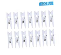 VALICLUD 100 Piezas Clip de Madera para Fotos Pinzas de Madera Alfileres para Fotos Pintadas para Proyectos de Bricolaje Blancas Ropa