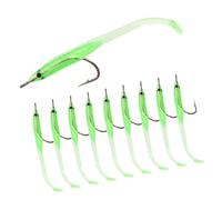 VALICLUD 10piezas Señuelos Luminosos de Silicona con Forma de Anguila Mini Cebos Artificiales para Pesca Nocturna con Gancho Resistente y Efecto Luminiscente para Calamares y Pescados