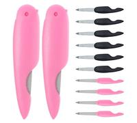 VALICLUD 12 Limas de Uñas Plegables Mini Doble Cara para Manicura y Pedicura, Diseño de Pájaro, Abs Resistente, 12 Piezas (6 Rosa y 6 Negro), Herramientas Portátiles para Viaje y Uso