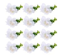 VALICLUD 12 piezas Anillos de Servilleta con Flores y Verdes Decoración Versátil para Bodas y Fiestas Anillos Reutilizables para Mesa Elegante