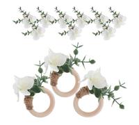 VALICLUD 12 Piezas Anillos Servilleta Eucalipto con Flores Realistas Decoración Rústica para Banquetes Boda Boho y Mesa de Granja Primavera-Verano