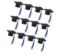 VALICLUD 12 Piezas Decoración De Sombrero De Médico Vino Mini Sombrero Decorativo Tapas De Botella con Pequeños Birretes De Graduación De Maestros Llave Y Tela No Tejida Blue