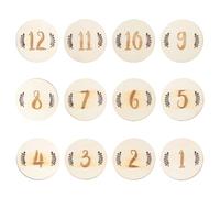 VALICLUD 12 Tarjetas de Meses para Bebés de Madera Color Beige Diseño Creativo y Adorable para Fotografía y Recuerdos de Recién Nacidos en Shower