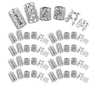 VALICLUD 120 Piezas de Joyería para Trenzas de Metal para Mujer Anillos y Puños Resistentes y Fáciles de Quitar para Uso Diario y Actividades al Aire Libre