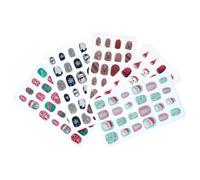 VALICLUD 120piezas Uñas Postizas para Niñas para Festivales Navidad Uñas Falsas Pegatinas de Espalda Material Color Variedad para Fiestas y Celebraciones Estilo Aleatorio