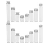 VALICLUD 16piezas Frascos Pequeños de Vidrio Transparente con Tapa de Aluminio Roscada Unidades Mini Botellas para Muestras Almacenamiento Seguro de Líquidos para Viajes y Uso Diario