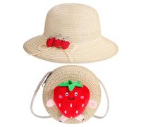 VALICLUD 1juego Bolso De De Fresa con Sombrero Bolso De Playa Ligero para Mujer Pequeño Conjunto De Verano para Niñas y Vacaciones