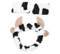 VALICLUD 1juego Conjunto De Diademas De Spa Diseño De Vaca Diadema Elástica y Bandas Para Muñecas Para Limpiar La Cara y Actividades De Belleza Para Mujeres y Niñas