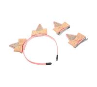 VALICLUD 1juego Diadema y Clips De Pelo De Orejas De Gato Para Niñas Accesorios De Cabello Lazo y Brillantina Para Fiestas Infantiles