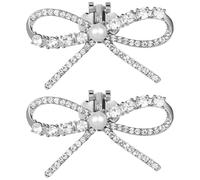 VALICLUD 2 clips para zapatos de strass extraíbles, lazo de cristal, clips para zapatos, hebillas de zapatos desmontables para tacones, bodas, novias, fiestas de graduación, 6.70X4.00X0.80CM, Cuero