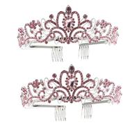 VALICLUD 2 Coronas De Diamantes De Imitación Para La Cabeza Estilo Barroco Para Novia Boda Novia Joyería Para El Cabello Accesorios Para El Cabello De Boda Tiara Para Niña Tocado