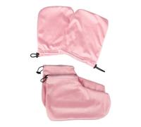 VALICLUD 2 pares Guantes y Cubre Pies de Algodón Térmico para Terapia de Parafina Accesorios para Spa Casa y Salón Color Rosa para Cera Caliente Manos y Pies