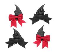 VALICLUD 2 pares Pinzas de Cabello con Alas de Murciélago y Cuernos de Accesorio Ligero para Disfraces de Halloween Cosplay y Manualidades de Negro y Rojo para Fiestas Temáticas