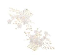 VALICLUD 2 Pcs Peinetas de Novia Perlas Pelo Peineta Lateral Elegante para Boda Flores, Accesorios Cabello Ligeros y Versátiles para Novia o Dama Especial
