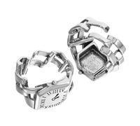 VALICLUD 2 Piezas Anillo Reloj de Dedo para Mujer Retro Diseño Ajustable Cobre Seguro Conjunto Números Romanos Joyería Elegante para Chicas y Estilo Vintage