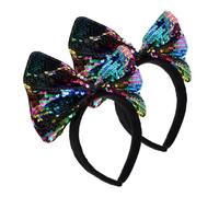 VALICLUD 2 Piezas Aro de lente de arco de lazo pequeño lazo de pinza de pelo brillante bandas vistoso cintas para la cabeza Diadema con lazos accesorios para niñas arbustos de chicas tela