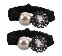 VALICLUD 2 Piezas Banda de goma de imitación lazo de pelo de cristal Accesorio para el cabello femenino Accesorios para el cabello de la chica lazo de pelo de lentejuelas el plastico Negro