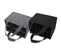 VALICLUD 2 Piezas Bolsa Porta Botellas de Vino de Fieltro Premium con Separador Compartimentos para Transporte Seguro de Negro y Gris Asa Resistente para Regalos y Fiestas