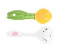 VALICLUD 2 piezas Cucharas de Cerámica para Sopa de Pascua Diseño de y Zanahoria Cucharas Infantiles Ergonómicas y Cómodas para Comer Arroz y Sopa Casa