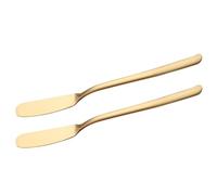 VALICLUD 2 piezas Cuchillo de Mantequilla Acero Inoxidable Cortador Queso y Untador Crema Espátula Decorativa para Mermelada y Nata Herramientas de Cocina Gourmet Color Dorado