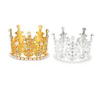 VALICLUD 2 Piezas de Perlas para Pastel Decoración de Bodas y Cumpleaños Tiara Pequeña para Niñas Adorno para Tartas y Plata