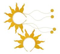 VALICLUD 2 Piezas Diadema Purpurina de Sol para Niñas y Mujeres, de Tela No Tejida Amarilla, Cómoda y Ligera, para Mardi Gras y Boda, Estilo Festival