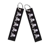 VALICLUD 2 piezas Llaveros de Calavera para Coche Diseño Bordado Negro Resistente Poliéster y Metal Accesorios Unisex para Llaves Bolsos con Bordado Nítido y Duradero