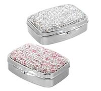 VALICLUD 2 Piezas Pastillero de Pedrería y 2 Compartimentos Portátil Diseño Elegante Almacenamiento y Protección Fiable para Uso Diario
