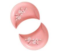 VALICLUD 2 Piezas Plato Lunar Japonés de Cerámica Rosa | Presentación Elegante, Baja Absorción de Agua, Acabado Suave, para Restaurante, Verduras y Mesa