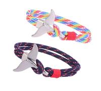 VALICLUD 2 piezas Pulseras de de Ballena para Hombre y Mujer Pulseras Paracord Náuticas con Cuerda de y Gancho Metálico Brazaletes Ajustables para Playa y Diario