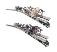 VALICLUD 2 Pinzas Pelo Grandes de Metal con Gemas de Imitación, Diseño Vintage y Antideslizante, para Uso Diario y Ajustes de Cabello
