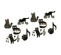VALICLUD 2 Series Broche De Nota Musical De Gato Broche Decorativo Broche De Animales Ropa Broche De Piano Broche De Accesorios Alfiler Kawaii Alfileres De Música Aleación Black 5 Piezas*2