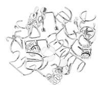 VALICLUD 24 Piezas pin social de la bateria pendientes sin piercing para mujer cinta de casete afirmación platillo hair topper pendientes de mujer pinza para la oreja orejeras Metal Silver