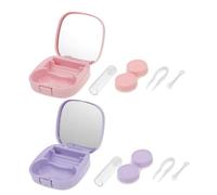 VALICLUD 2juegos Estuche para Lentes De Contacto Caja Pequeña para Lentes De Maquillaje Organizador De De Contacto para Uso Diario Color Rosa