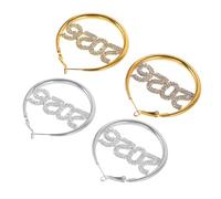 VALICLUD 2pares Pendientes De Aro Para Mujer Brillantes Gemas De Imitación Aros Colgantes Para Fiestas De Graduación y Eventos