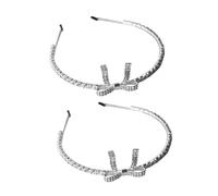 VALICLUD 2pcs Crystal Bridal Rhinestone Bow Dadband Crown Cabello De Boda Accesorios Para La Fiesta De Cumpleaños Adornos Para El Cabello Tiara
