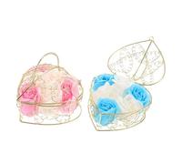 VALICLUD 2piezas Adornos De Forma De Jabón De Baño Con Aroma Floral Cestas Decorativas De Flores De Jabón Simuladas Canasta De Hierro Para Decoración De Bodas y