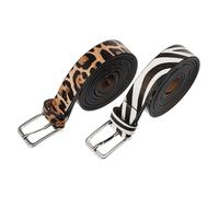 VALICLUD 2piezas Cinturones Mujer Piel Sintética Elásticos Estampados Cebra y Leopardo Hebillas Decorativas Para Vestidos y Uso Diario