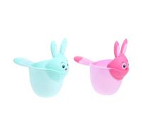 VALICLUD 2piezas Cuchara de Agua para Taza de Champú Infantil Diseño de Animal Adorable Vaso para Enjuagar el Cabello Color Verde y Rosa de Suministros de Baño para Lavado Suave del Cabello